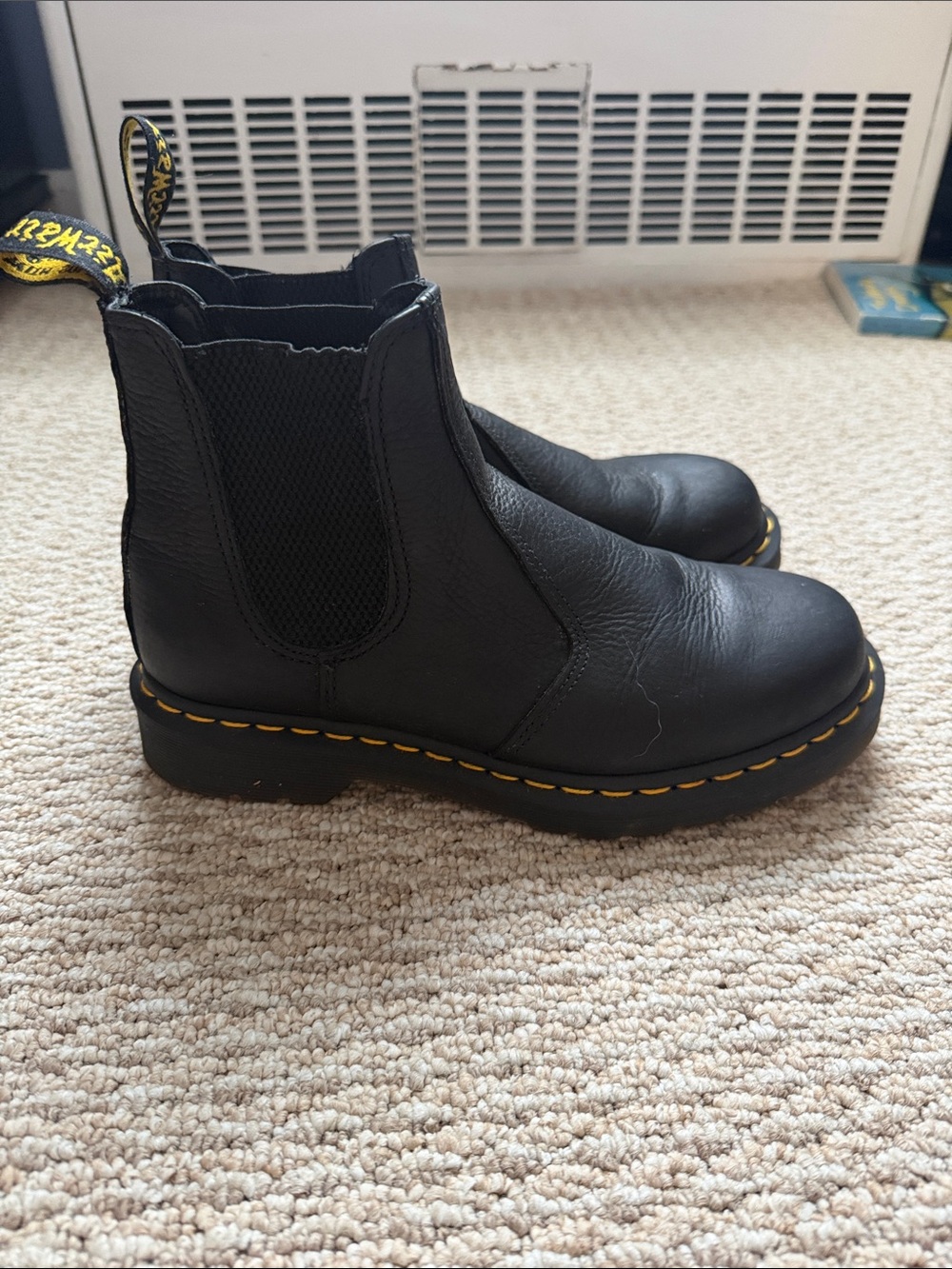 Dr. Martens 2976 Black Chelsea Boots with Yellow Stitching